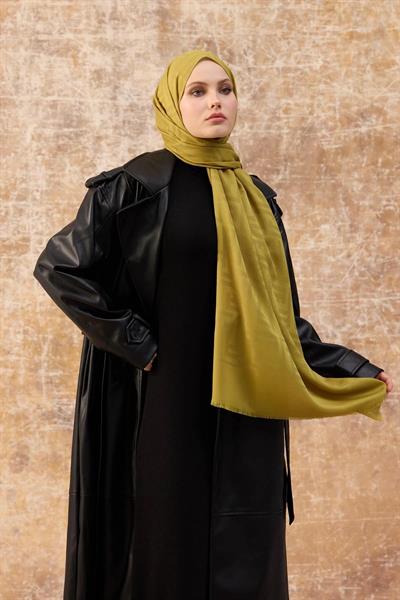 Fendi Desen Pamuk Jakar Şal Yağ Yeşili 8009-11