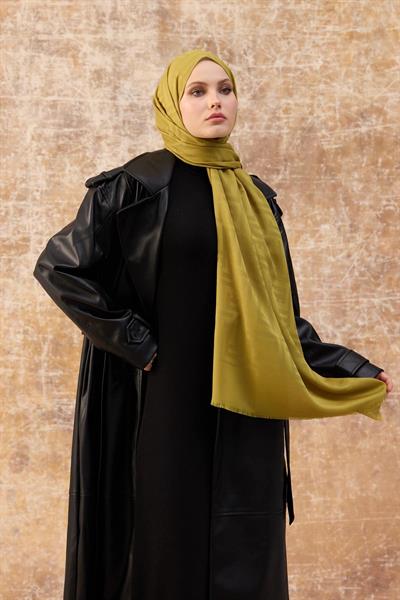 Fendi Desen Pamuk Jakar Şal Yağ Yeşili 8009-11