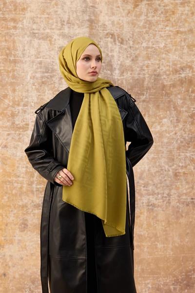 Fendi Desen Pamuk Jakar Şal Yağ Yeşili 8009-11