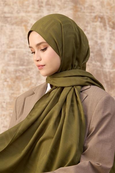 Fendi Desen Pamuk Jakar Şal Yeşil 8009-08