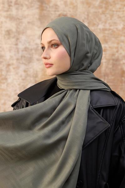 Fendi Desen Pamuk Jakar Şal Yosun 8009-14