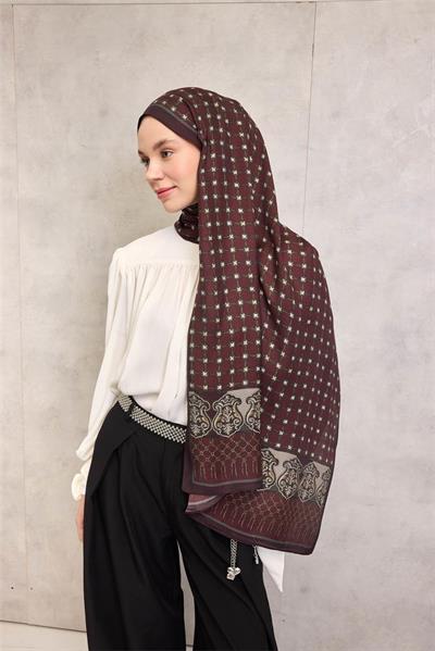 Floş Viskon Organik Şal Bordo Halat Desenli Tok Duruşlu 75x195