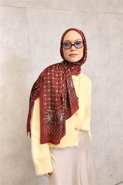 Floş Viskon Organik Şal Kiremit Halat Desenli Tok Duruşlu 75x195