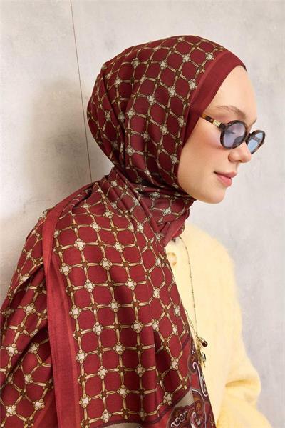 Floş Viskon Organik Şal Kiremit Halat Desenli Tok Duruşlu 75x195