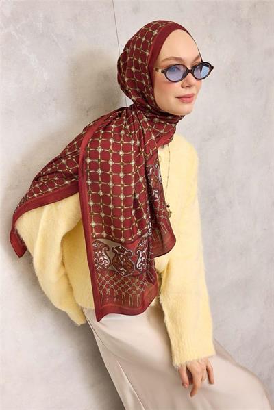 Floş Viskon Organik Şal Kiremit Halat Desenli Tok Duruşlu 75x195