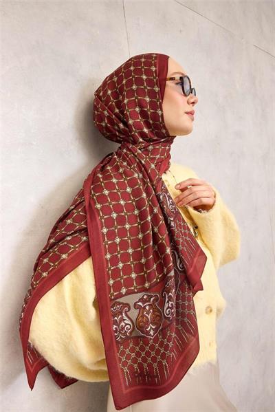 Floş Viskon Organik Şal Kiremit Halat Desenli Tok Duruşlu 75x195