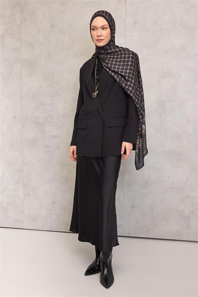 Floş Viskon Organik Şal Lacivert Halat Desenli Akışkan Dökümlü 75x195