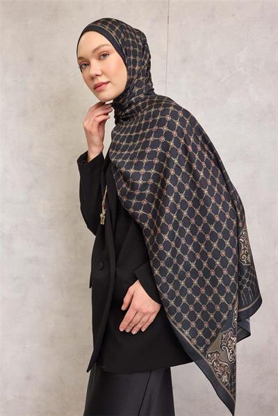 Floş Viskon Organik Şal Lacivert Halat Desenli Akışkan Dökümlü 75x195