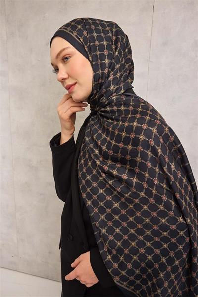 Floş Viskon Organik Şal Lacivert Halat Desenli Akışkan Dökümlü 75x195