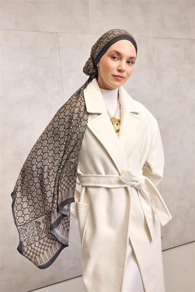 Floş Viskon Organik Şal Latte Halat Desenli Akışkan Dökümlü 75x195