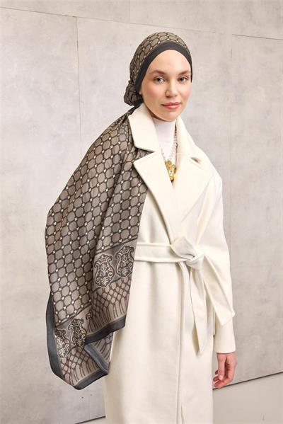 Floş Viskon Organik Şal Latte Halat Desenli Akışkan Dökümlü 75x195