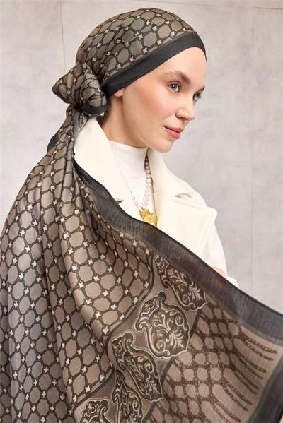 Floş Viskon Organik Şal Latte Halat Desenli Akışkan Dökümlü 75x195