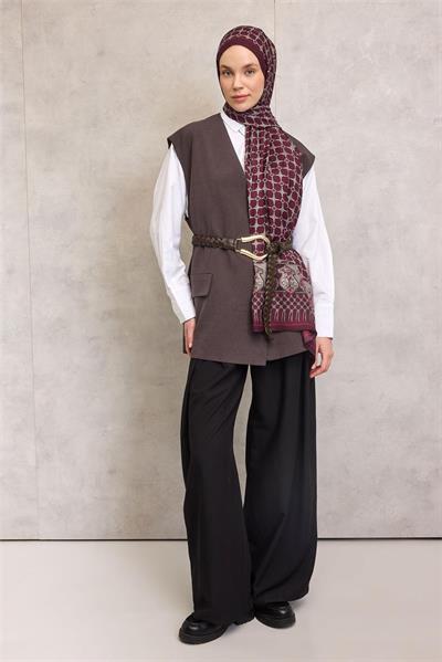 Floş Viskon Organik Şal Vişne Çürüğü Halat Desenli Tok Duruşlu 75x195