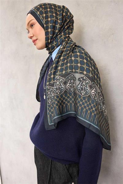 Floş Viskon Organik Şal Zümrüt Halat Desenli Akışkan Dökümlü 75x195