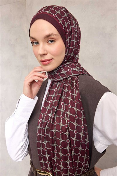 Floş Viskon Organik Şal Vişne Çürüğü Halat Desenli Tok Duruşlu 75X195