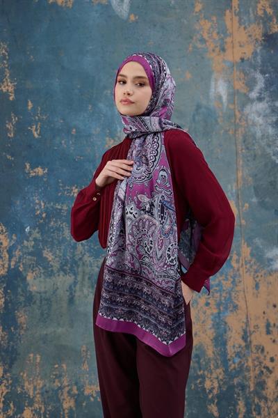 Fuşya Hint Vual Şal - 5007-02