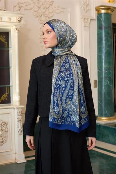 Gece Mavi Hint Vual Şal - 5009-04