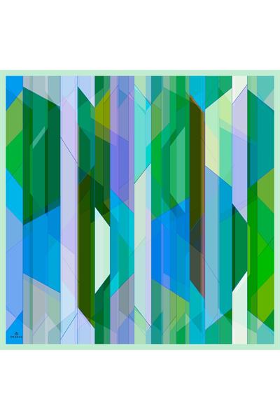 Geometrik Benetton Yeşili Pamuk Viskon Eşarp 1084-02