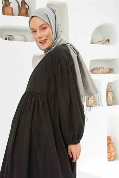 Gümüş Gri Düz Çift Taraflı İpek Şal Modeli