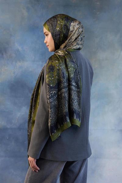Haki Yeşil Hint Vual Şal -  5002-05