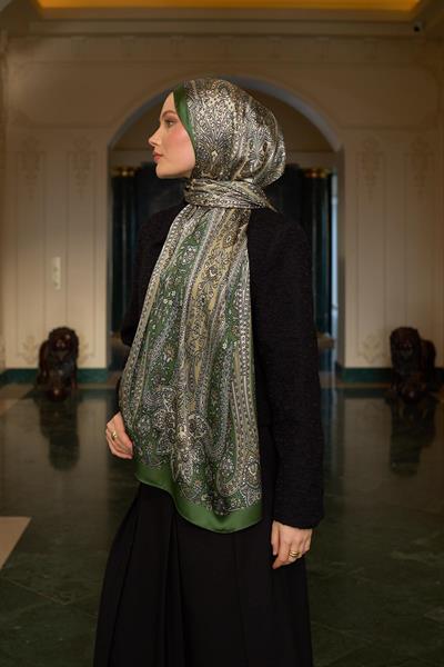 Haki Yeşil Hint Vual Şal -  5009-13