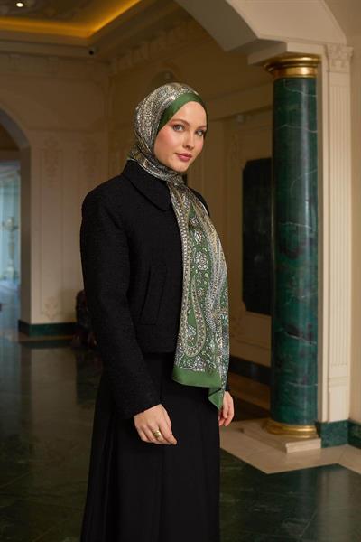 Haki Yeşil Hint Vual Şal -  5009-13