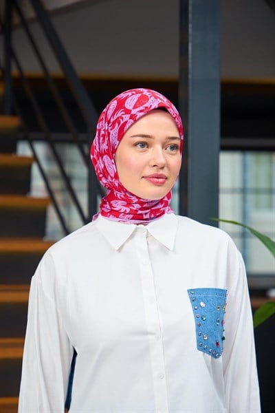 Harmony Collection Soft Eşarp Kırmızı Pembe 1182-10