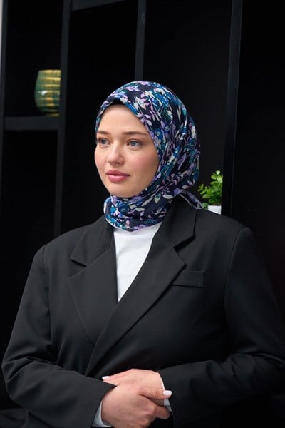 Harmony Collection Soft Eşarp Lacivert Pembe 1177-15