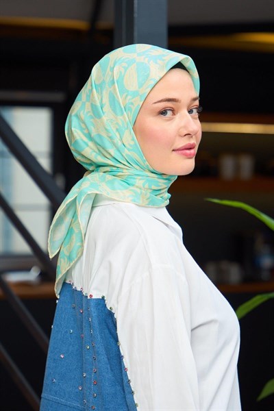 Harmony Collection Soft Eşarp Su Yeşili Şeftali 1182-12