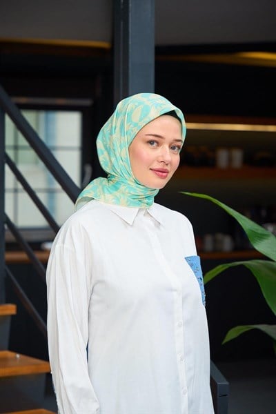 Harmony Collection Soft Eşarp Su Yeşili Şeftali 1182-12