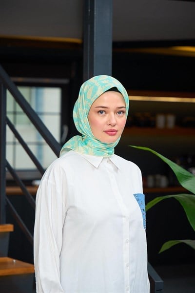 Harmony Collection Soft Eşarp Su Yeşili Şeftali 1182-12