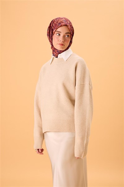 İnce Pamuk Soft Eşarp Kiremit-Bordo Desenli Kaymaz Dokulu Tok Duruşlu 90X90