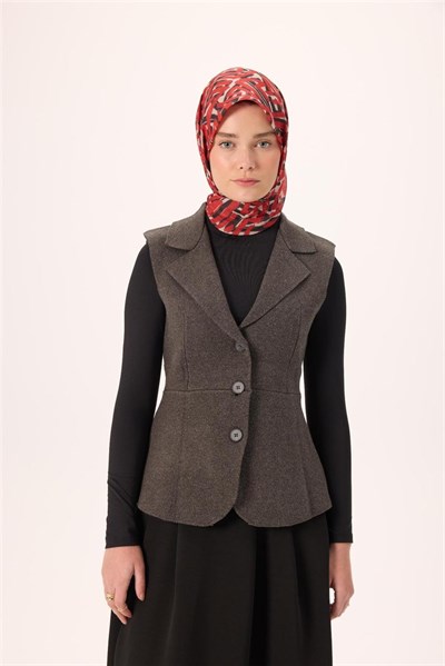İnce Pamuk Soft Eşarp Krem Kırmızı Siyah Desenli Nefes Alan 90X90
