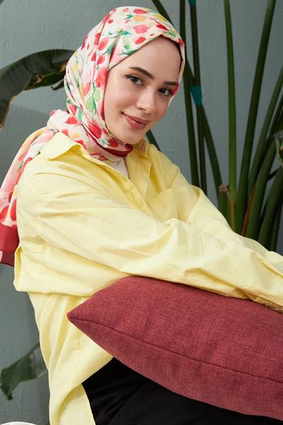 İpekhan Botanik Serisi Kırmızı Pamuk Viskon Şal 3023-03