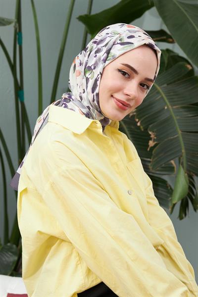 İpekhan Botanik Serisi Patlıcan Mor Pamuk Viskon Şal 3023-08