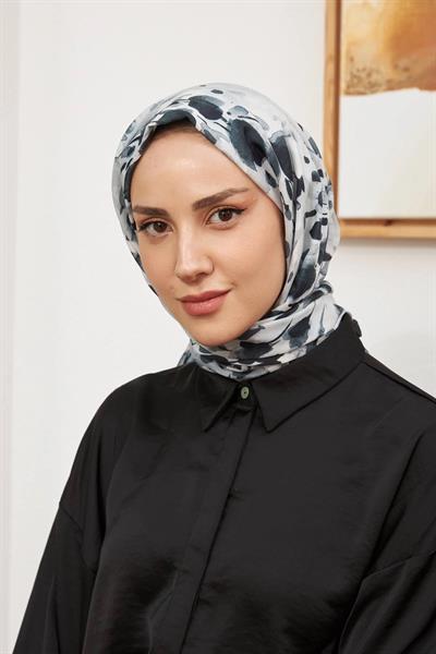 İpekhan Botanik Serisi Siyah Beyaz Pamuk Viskon Şal 3023-13