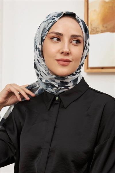 İpekhan Botanik Serisi Siyah Beyaz Pamuk Viskon Şal 3023-13