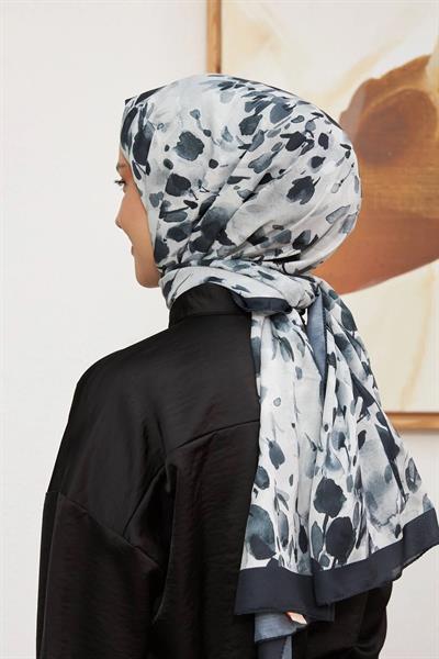 İpekhan Botanik Serisi Siyah Beyaz Pamuk Viskon Şal 3023-13