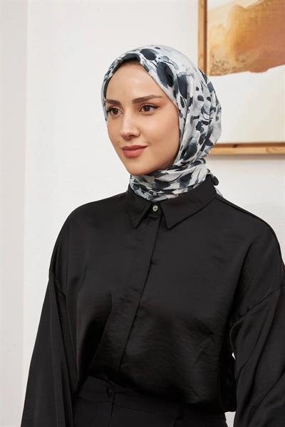 İpekhan Botanik Serisi Siyah Beyaz Pamuk Viskon Şal 3023-13