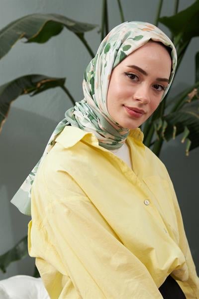 İpekhan Botanik Serisi Yeşil Pamuk Viskon Şal 3023-16