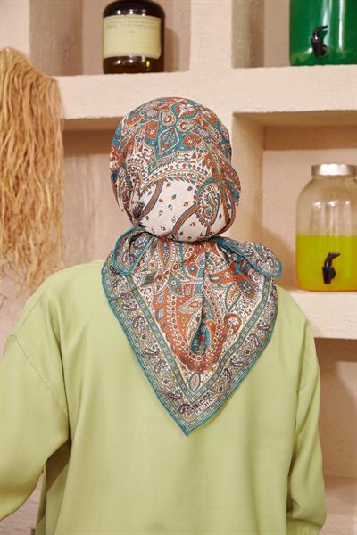 İpekhan Etnik Serisi Petrol Mavi Pamuk Viskon Eşarp 1116-07