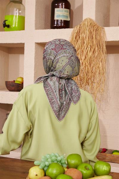 İpekhan Etnik Serisi Yeşil Pamuk Viskon Eşarp 1116-01