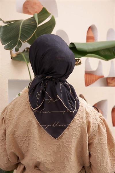 İpekhan Monogram Serisi Lacivert Pamuk Viskon Eşarp 1118-01