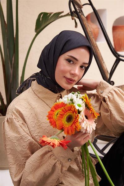 İpekhan Monogram Serisi Lacivert Pamuk Viskon Eşarp 1118-01