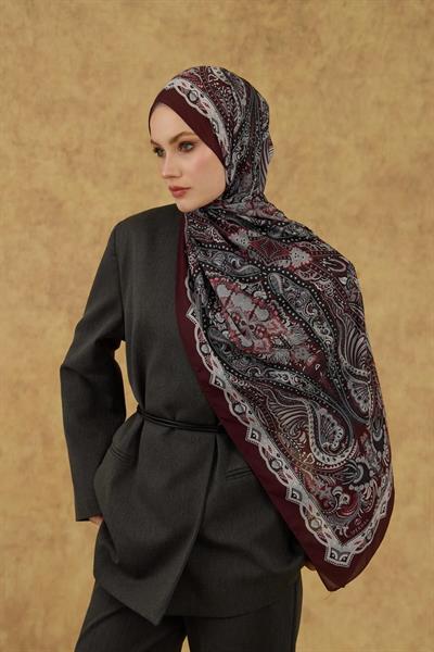 İpekhan Soft Şal Bordo Gri 3052-03