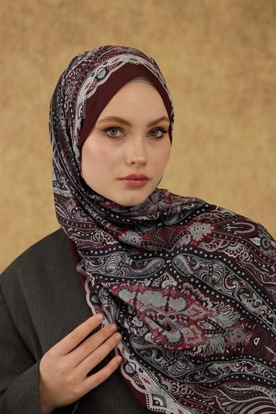 İpekhan Soft Şal Bordo Gri 3052-03