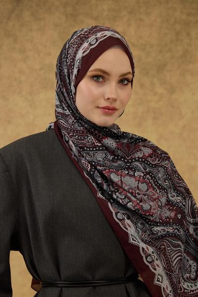 İpekhan Soft Şal Bordo Gri 3052-03