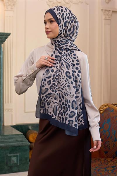 İpekhan Soft Şal Lacivert Beyaz 3050-12