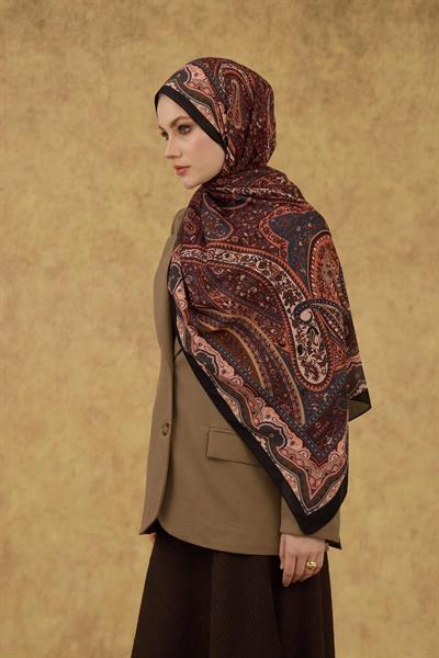 İpekhan Soft Şal Siyah Kızıl Kahve 3053-15