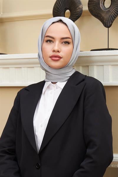 Janjan Çift Taraflı Şal Gümüş Gri